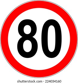 Speed limit sign number eighty 80 vector