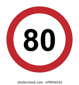 Speed limit sign number eighty 80 vector