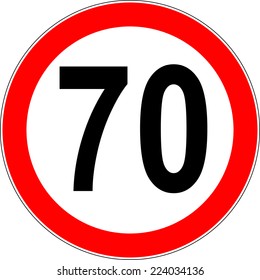 Speed limit sign number seventy 70 vector