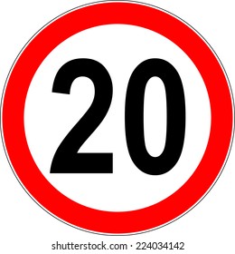 Speed Limit Sign Number Twenty 20 Vector