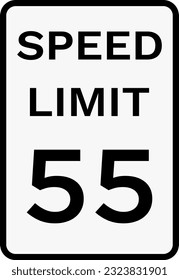 Speed limit sign on white background.