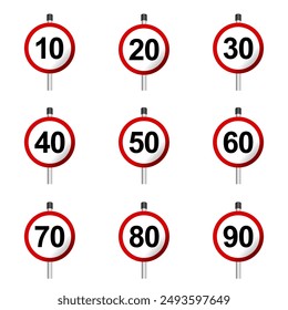 speed limit sign on white background