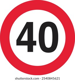 Speed Limit Sign - Red Circle with White Background and Black Numerals