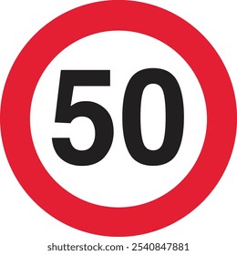 Speed Limit Sign - Red Circle with White Background and Black Numerals