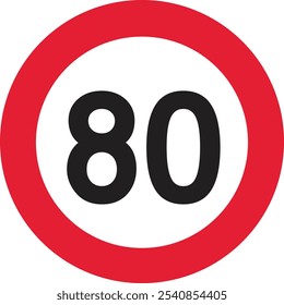 Señal de límite de velocidad - círculo rojo con fondo blanco y números negros