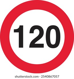 Señal de límite de velocidad - círculo rojo con fondo blanco y números negros