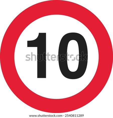 Speed Limit Sign - Red Circle with White Background