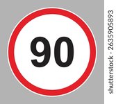 Speed Limit Sign Set. Set of generic speed limit signs with black number and red circle.