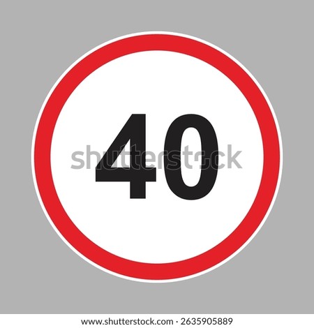 Speed Limit Sign Set. Set of generic speed limit signs with black number and red circle.