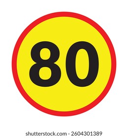 Speed limit sign with trees behind. Maximum ninety kilometers per hour. Safety on road background. White round sign red border line. Traffic ticket background. Speeding fine IN EPS 10.