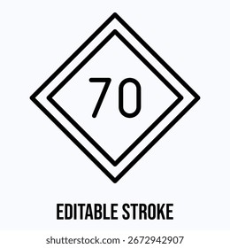 Ícone de vetor de sinal de limite de velocidade, ícone de estilo linear de vetor isolado