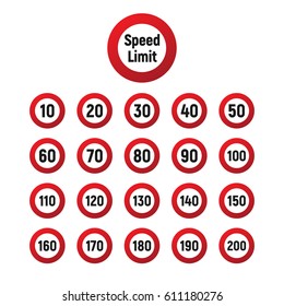 Speed Limit Sign Vector Set. Vector Stock Illustration