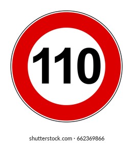 Speed limit signs of 110 km - stock vector