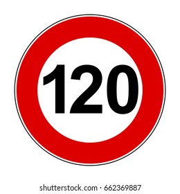 Speed limit signs of 120 km - stock vector
