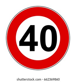 Speed limit signs of 40 km - stock vector