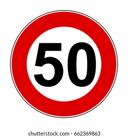 Speed limit signs of 50 km - stock vector