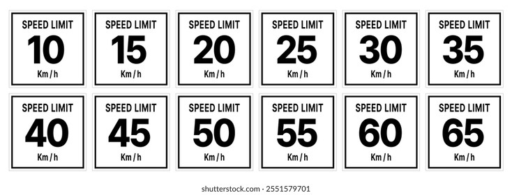 Speed Limit Signs.the standard speed limit signs used on roads.