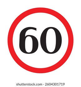 Speed limit signs and symbols depicting speed limits ranging from 50, 60 featuring a standard design with black text on red circles. Vector illustration in eps 10.	