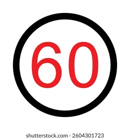 Speed limit signs and symbols depicting speed limits ranging from 50, 60 featuring a standard design with black text on red circles. Vector illustration in eps 10.	