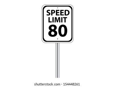 Speed Limit Traffic Road Sign on White. Vector