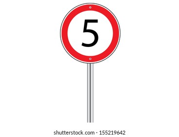 Speed Limit Traffic Road Sign on White. Vector