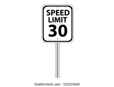 Speed Limit Traffic Road Sign on White. Vector