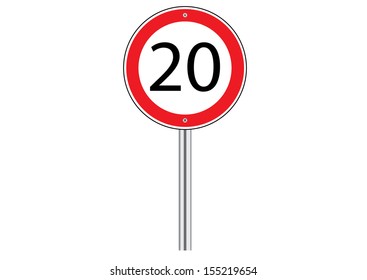 Speed Limit Traffic Road Sign on White. Vector