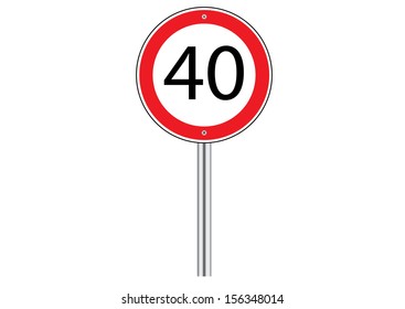 Speed Limit Traffic Road Sign on White. Vector