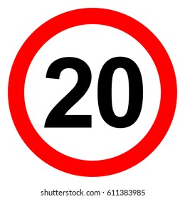 Speed limit traffic sign 20, vector illustration.