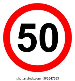 Speed limit traffic sign 50, vector illustration.