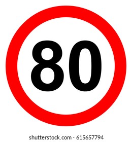 Speed limit traffic sign 80, vector illustration.