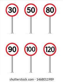 Speed Limit Traffic Sign. Vector Illustration. On White Background