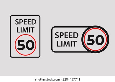 speed limit vector signs 50km per hour