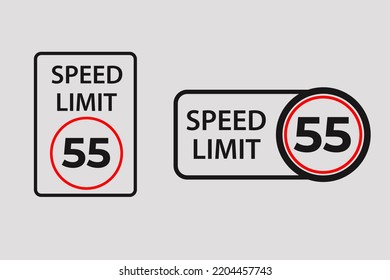 speed limit vector signs 55km per hour