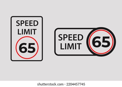 señales vectoriales de límite de velocidad 65 km por hora