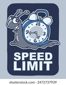 Speed Limit Vintage Parody Cartoon Illustration