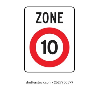 Speed Limit Zone 10 Sign – Traffic Regulation for Controlled Speed Areas – High Quality Vectorial Stock Graphic