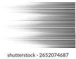 Speed line anime fast effect, manga horizontal motion strips. Comic quick halftone movement. Abstract gradient. 