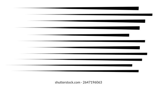 Speed line anime fast effect, manga horizontal motion strips. Comic quick halftone movement. Abstract gradient. 