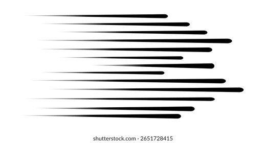 Speed line anime fast effect, manga horizontal motion strips. Comic quick halftone movement. Abstract gradient. 