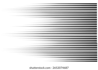 Speed line anime fast effect, manga horizontal motion strips. Comic quick halftone movement. Abstract gradient. 