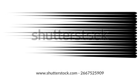Speed line anime fast effect, manga horizontal motion strips. Comic quick halftone movement. Abstract gradient. 