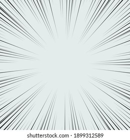 Speed Line Background. Illustration Of A Flash Or Glare. Concentration In The Center Of The Composition. Vector Illustration. Comic Book Black And Gray Radial Lines Background.