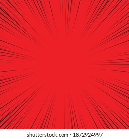 Speed Line background. Vector illustration. Comic book effect black and red radial lines background.
