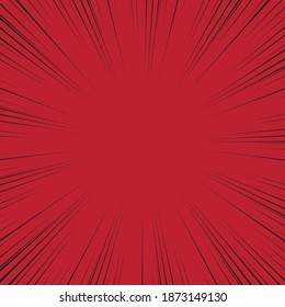 Speed Line background. Vector illustration. Comic book black and red radial lines background.