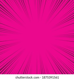 Speed Line background  Vector illustration  Comic book black   pink radial lines background 