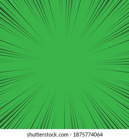 Speed Line background. Vector illustration. Comic book black and green radial lines background.