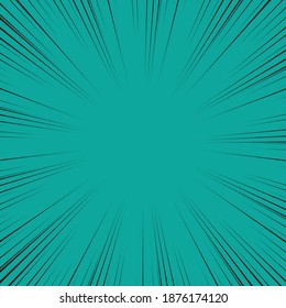 Speed Line background. Vector illustration. Comic book black and green radial lines background.
