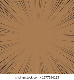 Speed Line background. Vector illustration. Comic book black and brown radial lines background.