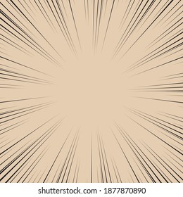 Speed Line background. Vector illustration. Comic book black and brown radial lines background.